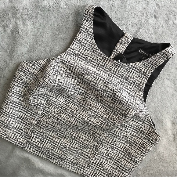 Express Tops - NWT Express Tweed Sleeveless Textured Crop Top